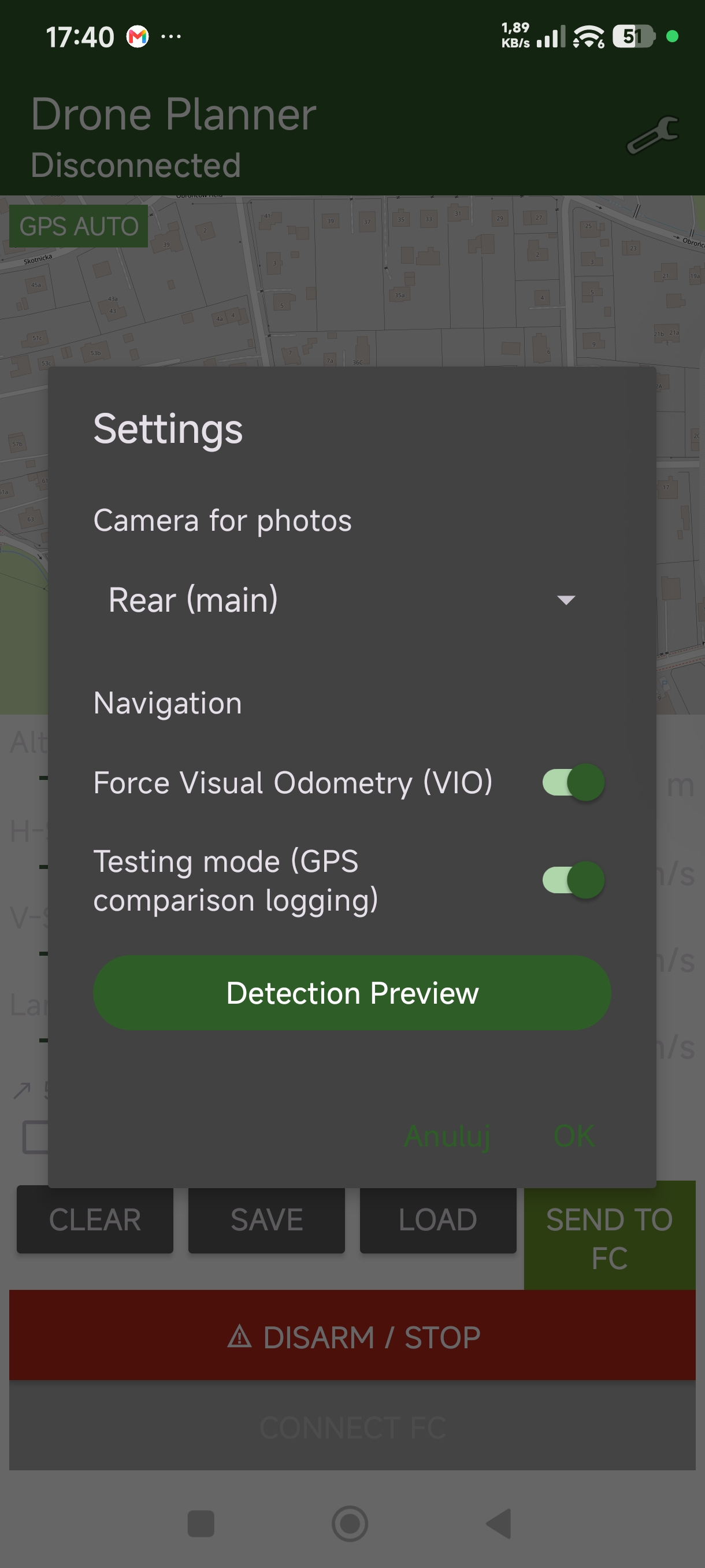 Camera, VIO, and navigation settings